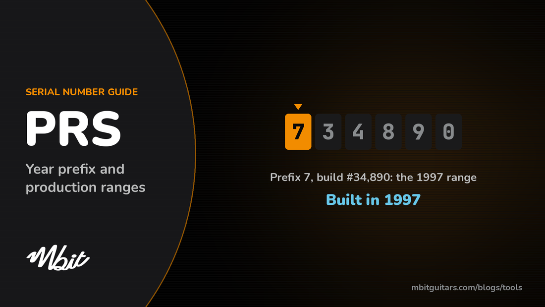 PRS serial number guide: example serial 734890 falls in the 1997 production range