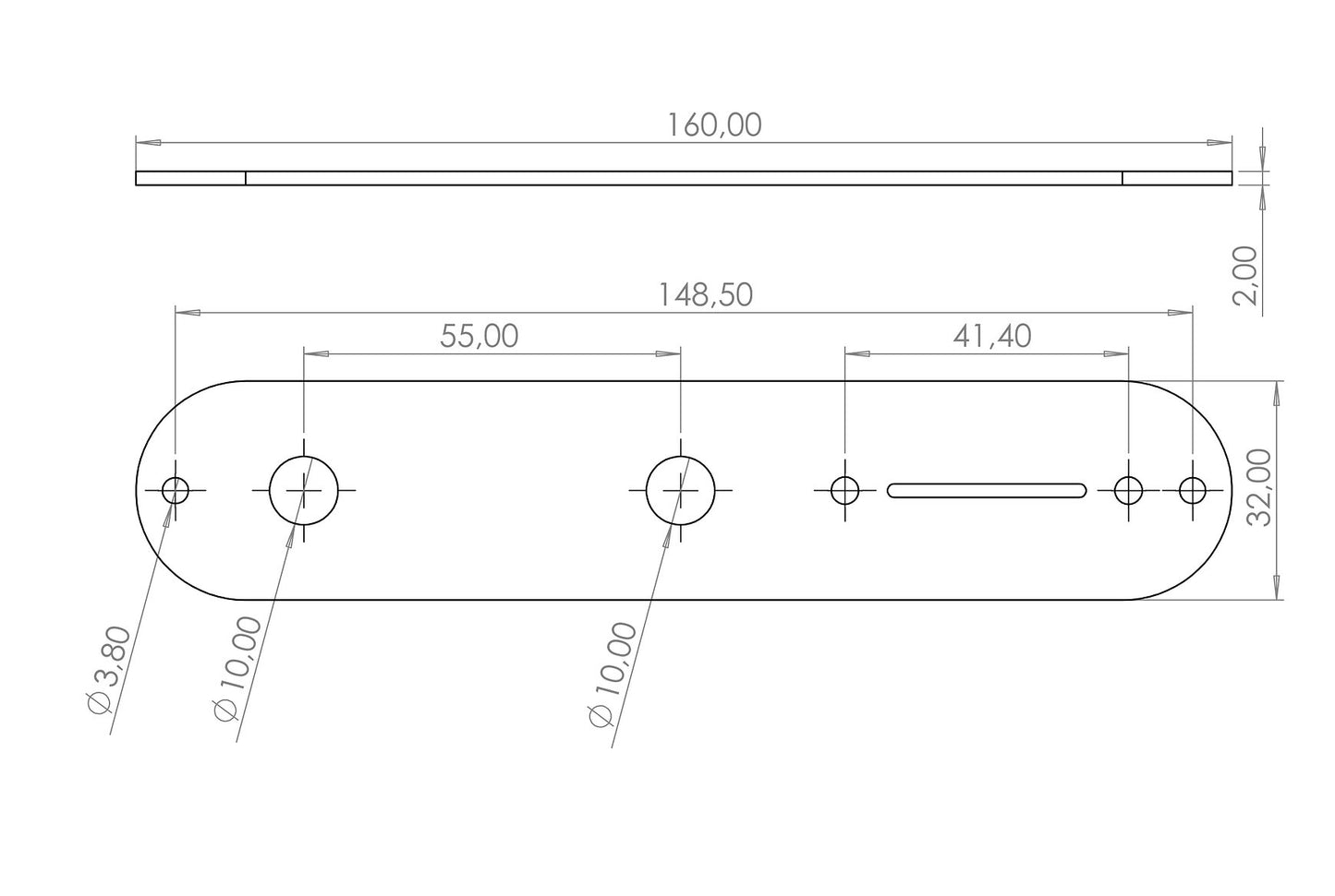 Ramme TL Control Plate for Mini Toggle Switch (Stainless Steel)