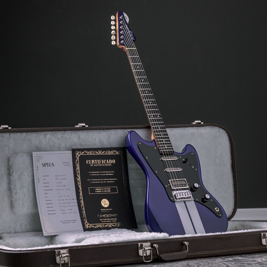 MV Guitars Musclecaster, Blue & White