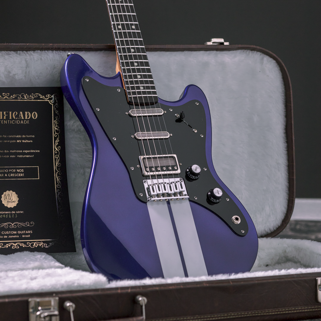 MV Guitars Musclecaster, Blue & White