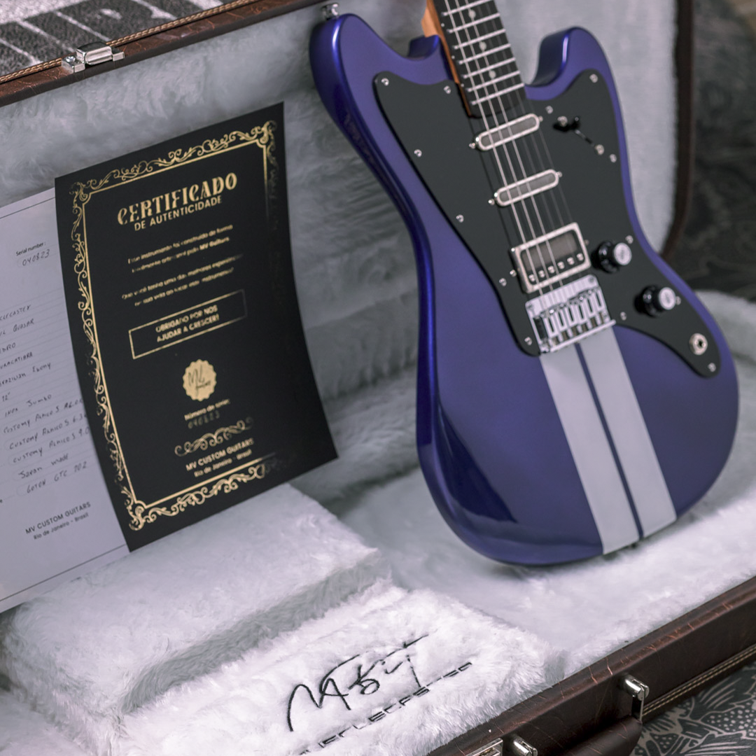 MV Guitars Musclecaster, Blue & White