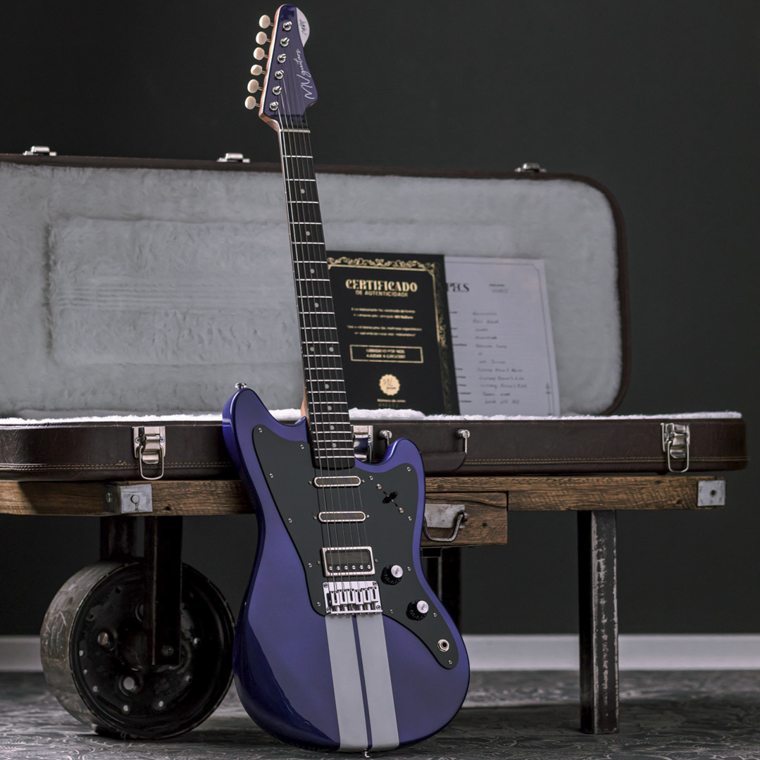 MV Guitars Musclecaster, Blue & White